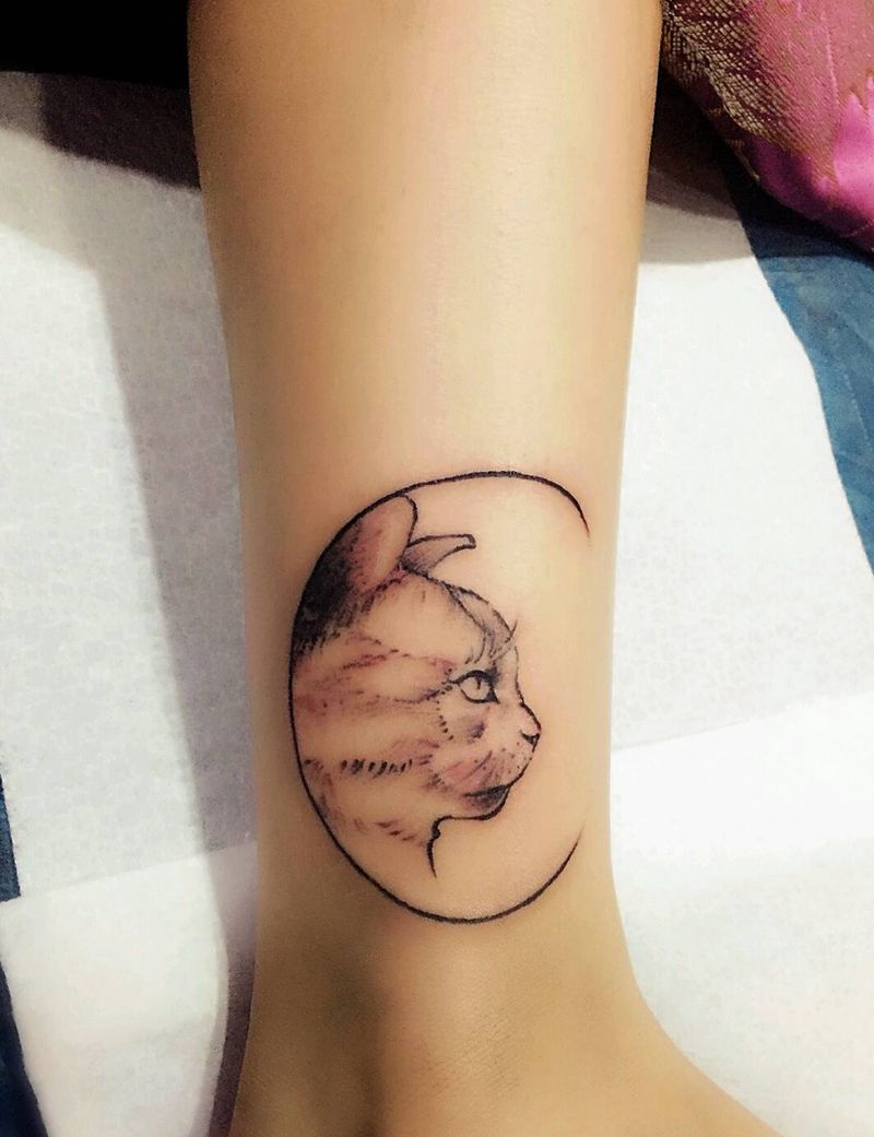 脚踝纹身   猫咪纹身纹身图片