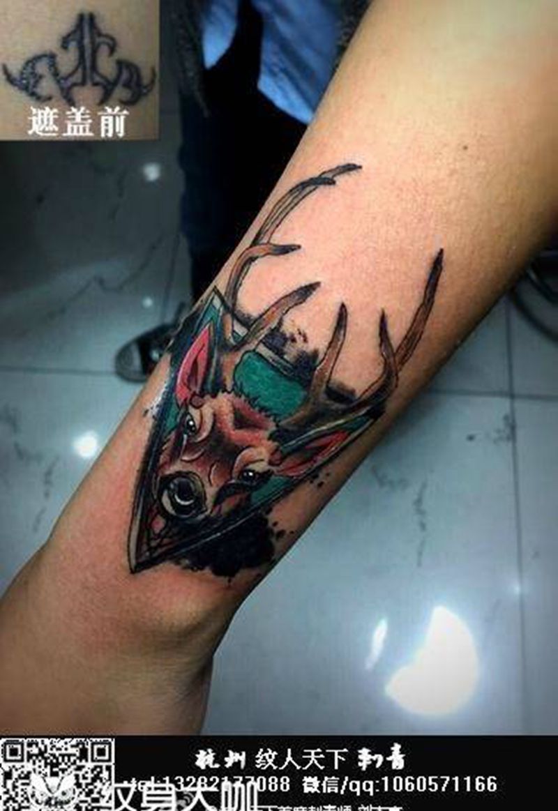 鹿 遮盖纹身纹身图片