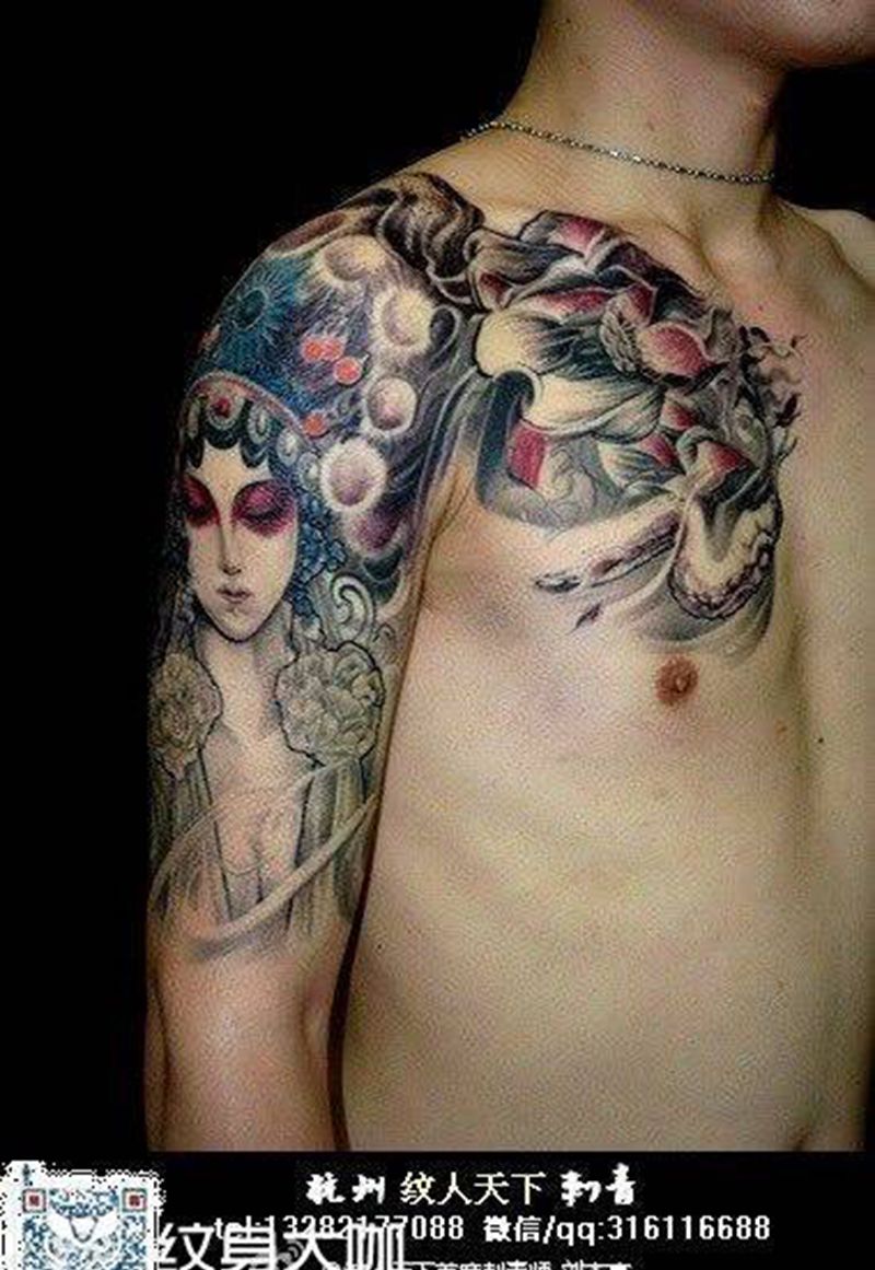 花旦半甲纹身图片