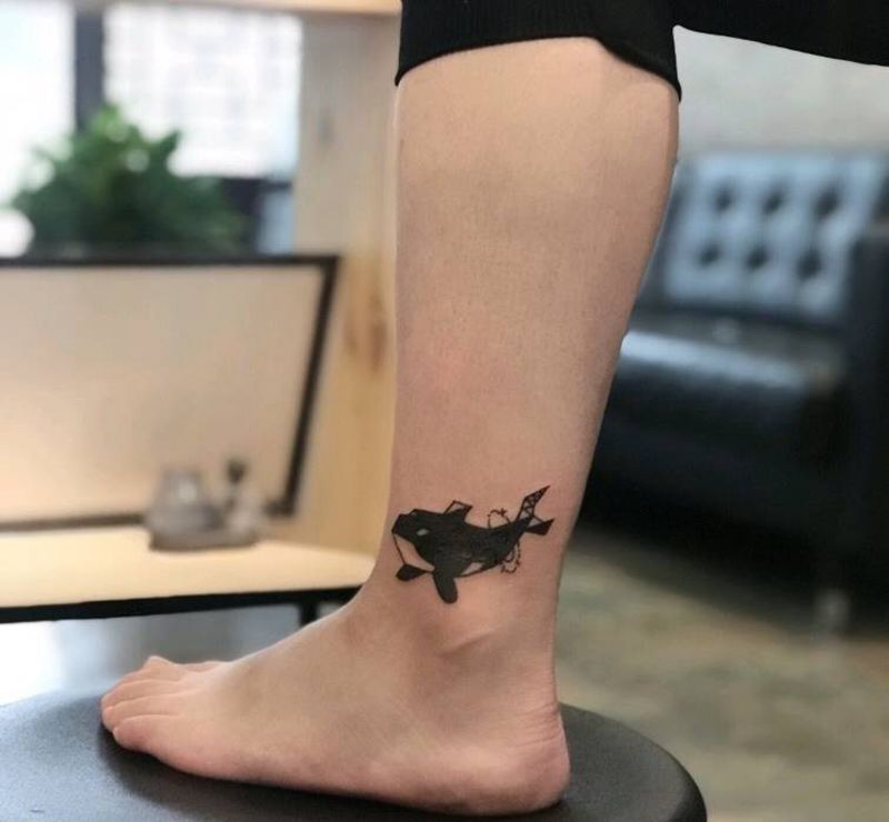 脚踝纹身纹身图片_腿部纹身图案