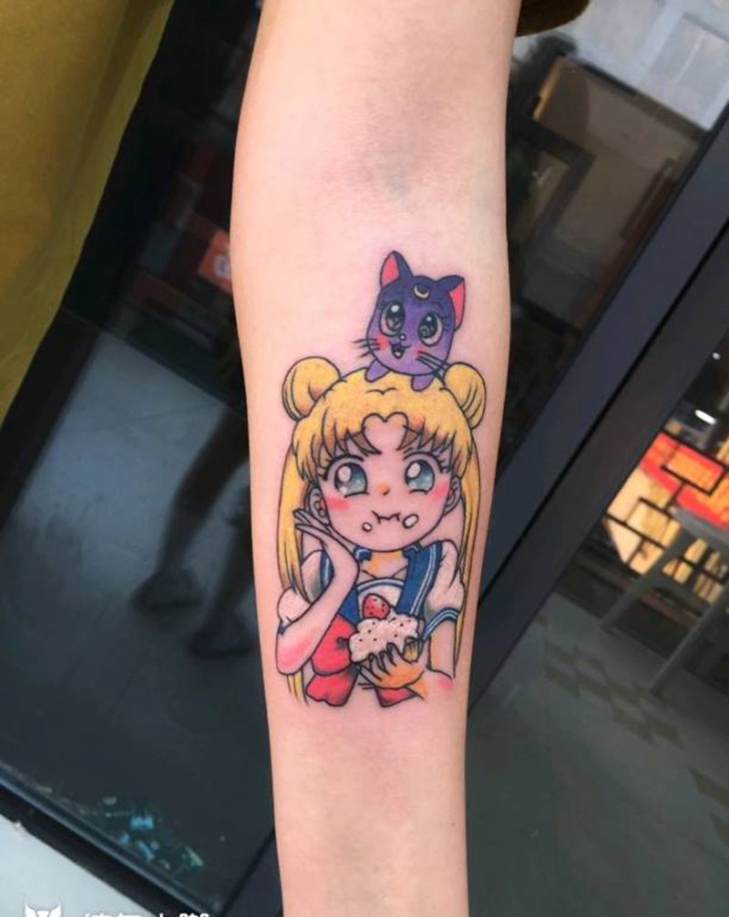 美少女战士纹身图片_手臂美少女战士纹身图案