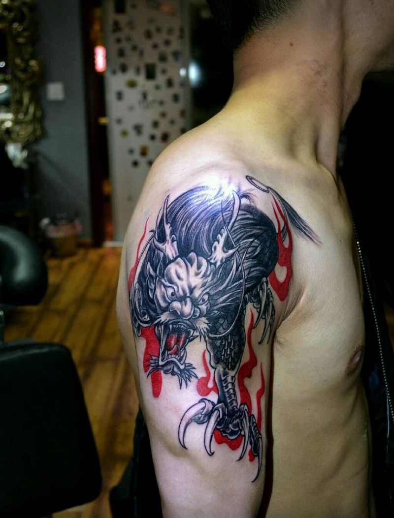 大臂纹身   龙纹身图片