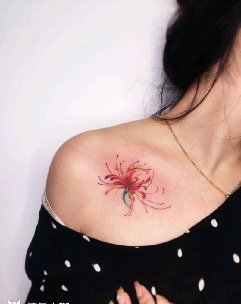 彼岸花纹身图片_肩部纹身图案