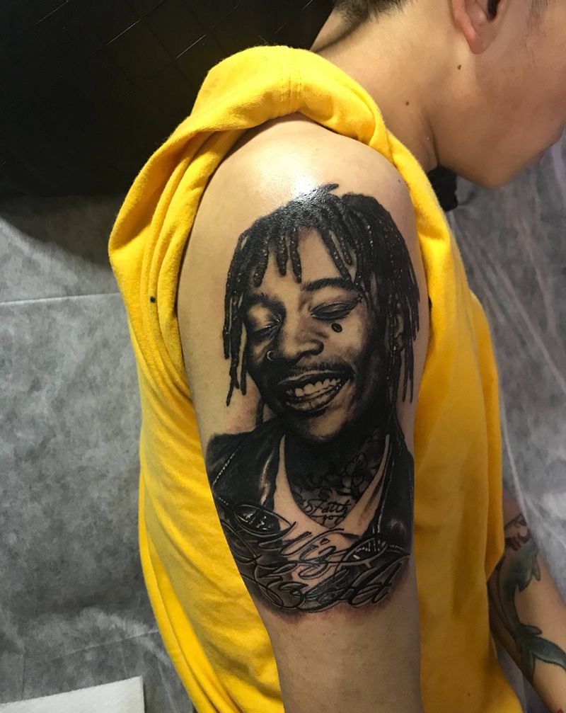 麻神纹身图片_成品手臂肖像欧美写实人物原创纹身图案