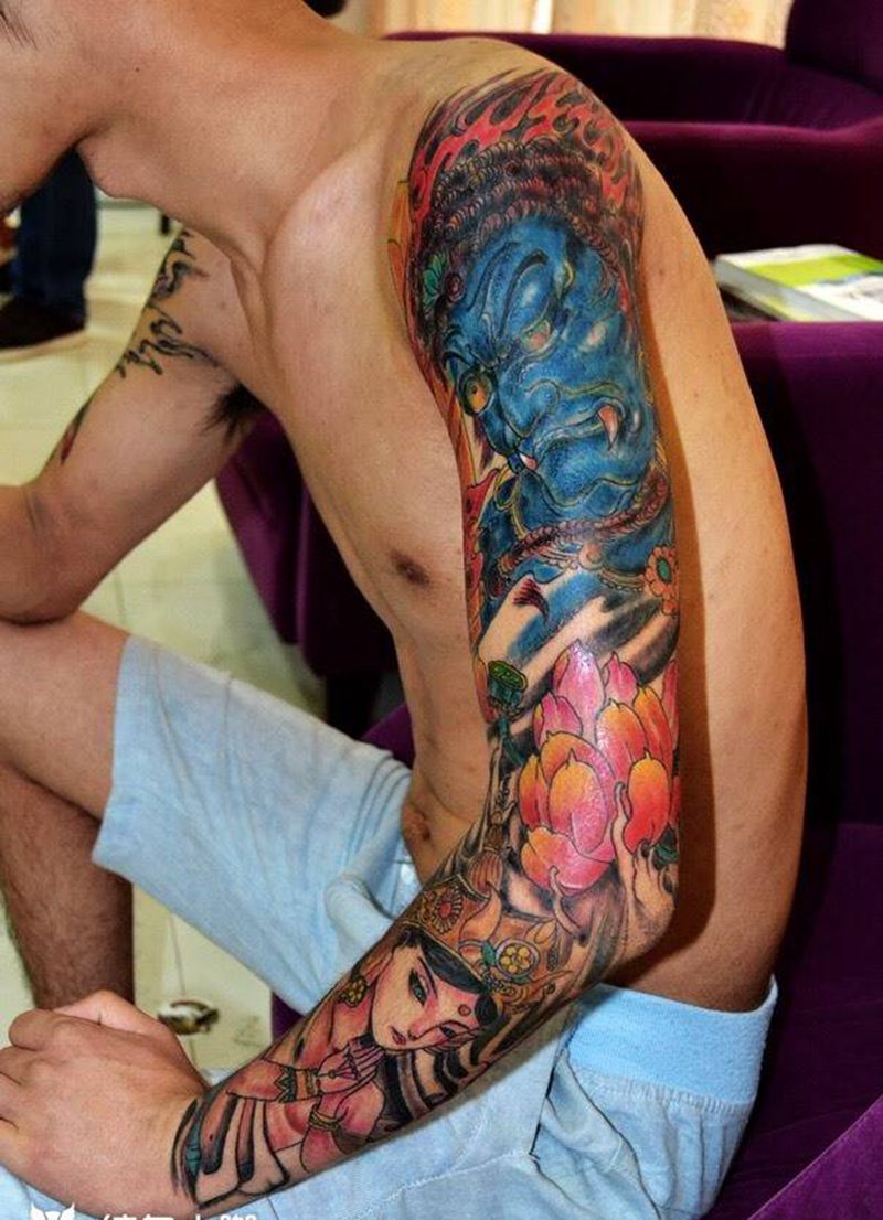 不动明王遮盖纹身图片