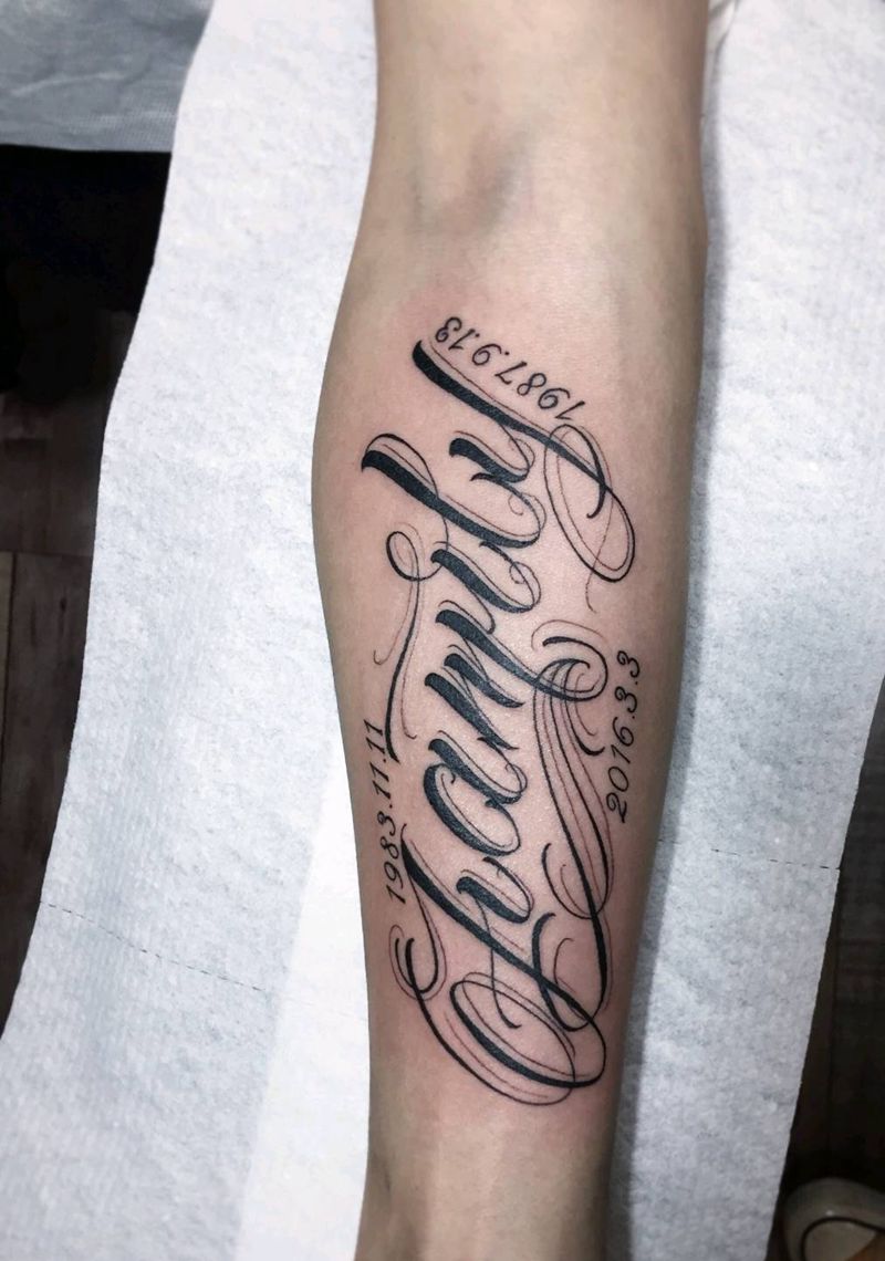 花体字纹身纹身图片_手臂花体字纹身图案
