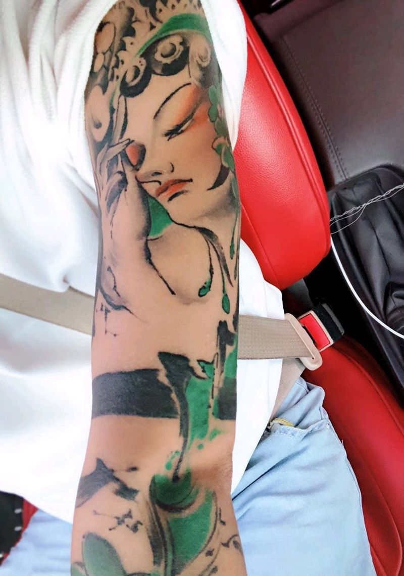 恢复后纹身图片_手臂欧美写实纹身图案