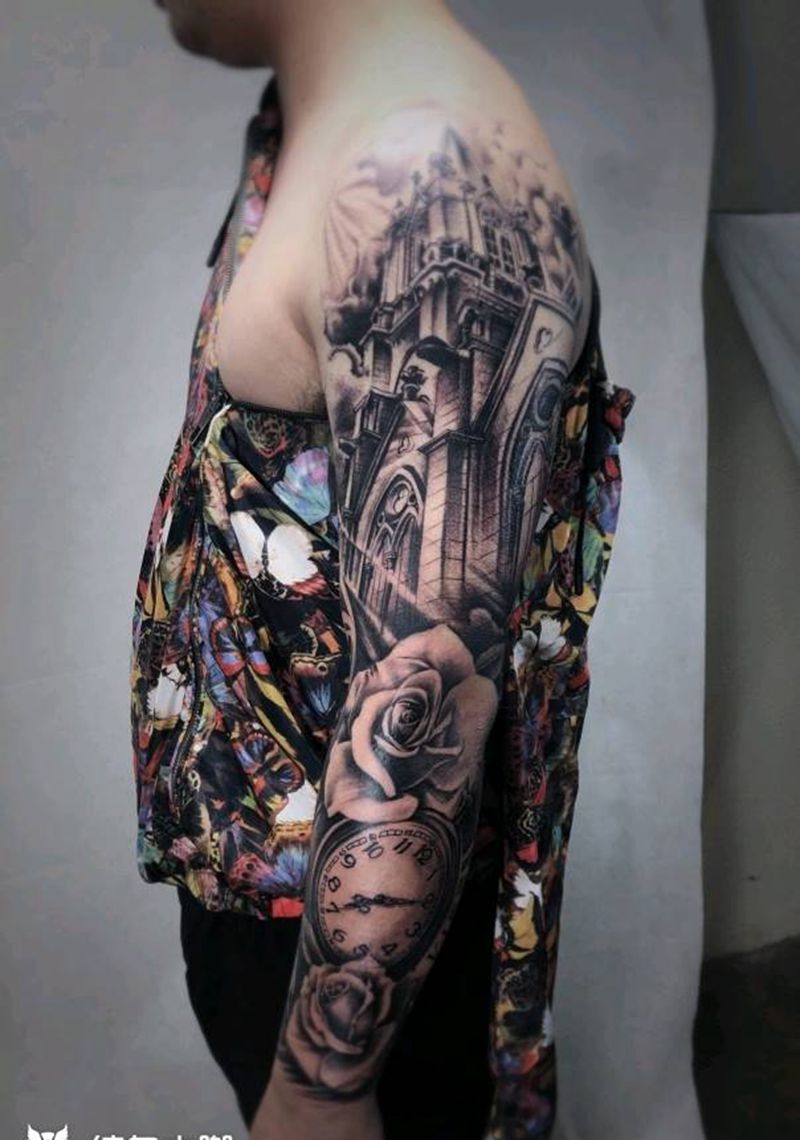 花臂纹身纹身图片_手臂欧美写实纹身图案