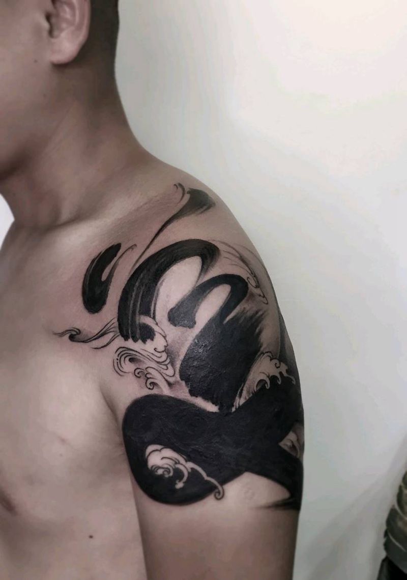 遮盖纹身纹身图片_手臂水墨纹身图案