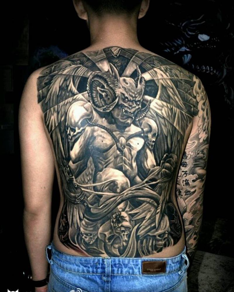 满背纹身   撒旦纹身纹身图片