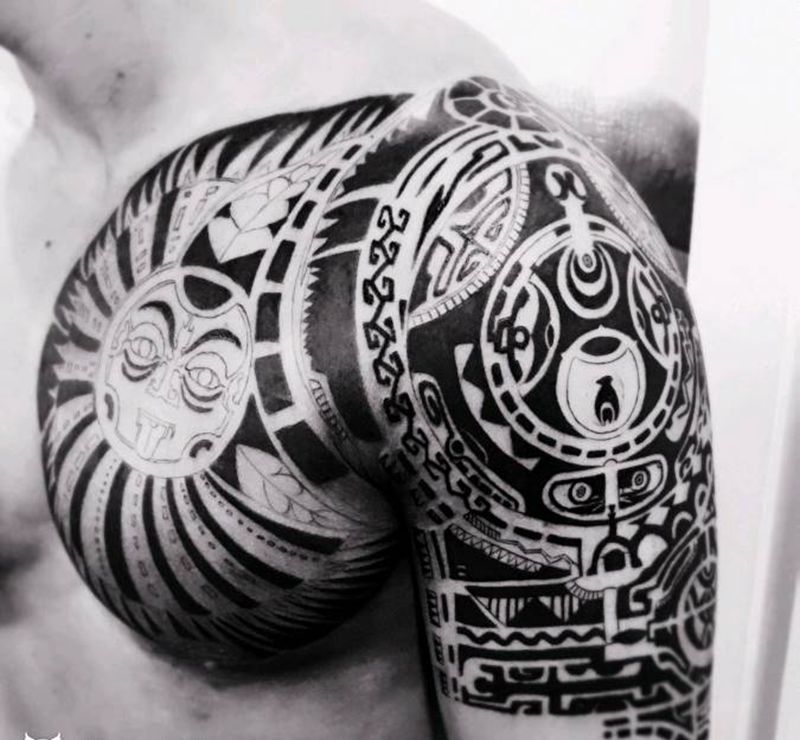 半甲图腾纹身图片