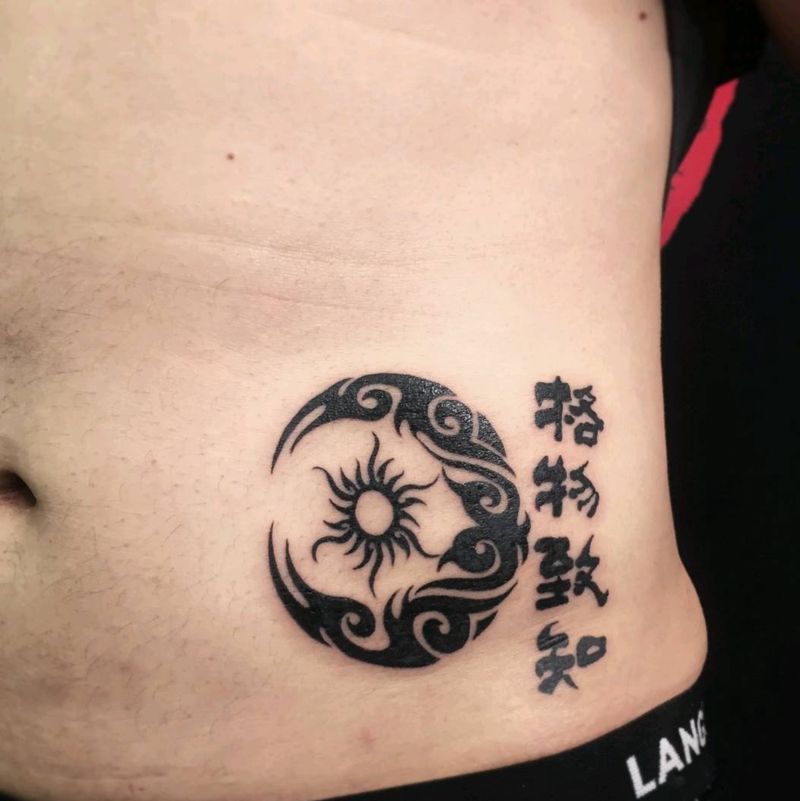 格物致知   图腾纹身纹身图片_腹部纹身图案