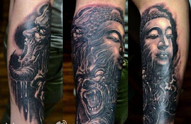 佛与魔纹身图片