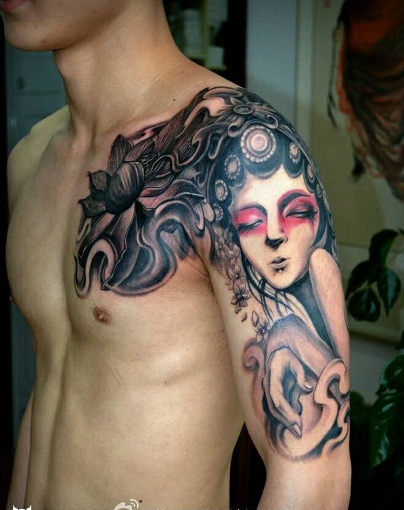 半甲纹身   艺妓纹身纹身图片