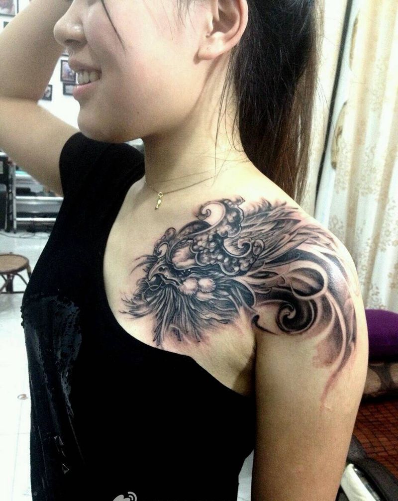 凤凰半甲纹身图片