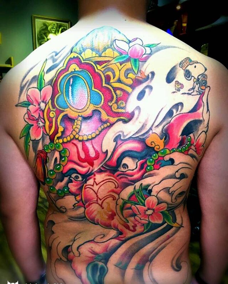 满背纹身  象神纹身图片