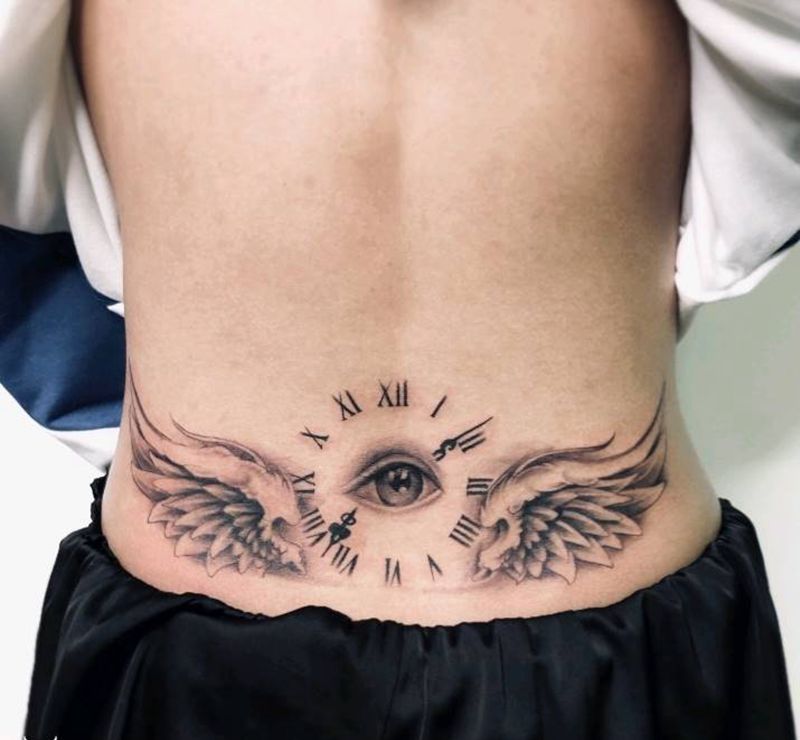 腰部纹身纹身图片_腰部新传统纹身图案