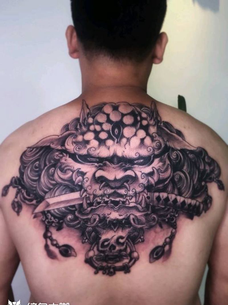 唐狮纹身   后背纹身纹身图片