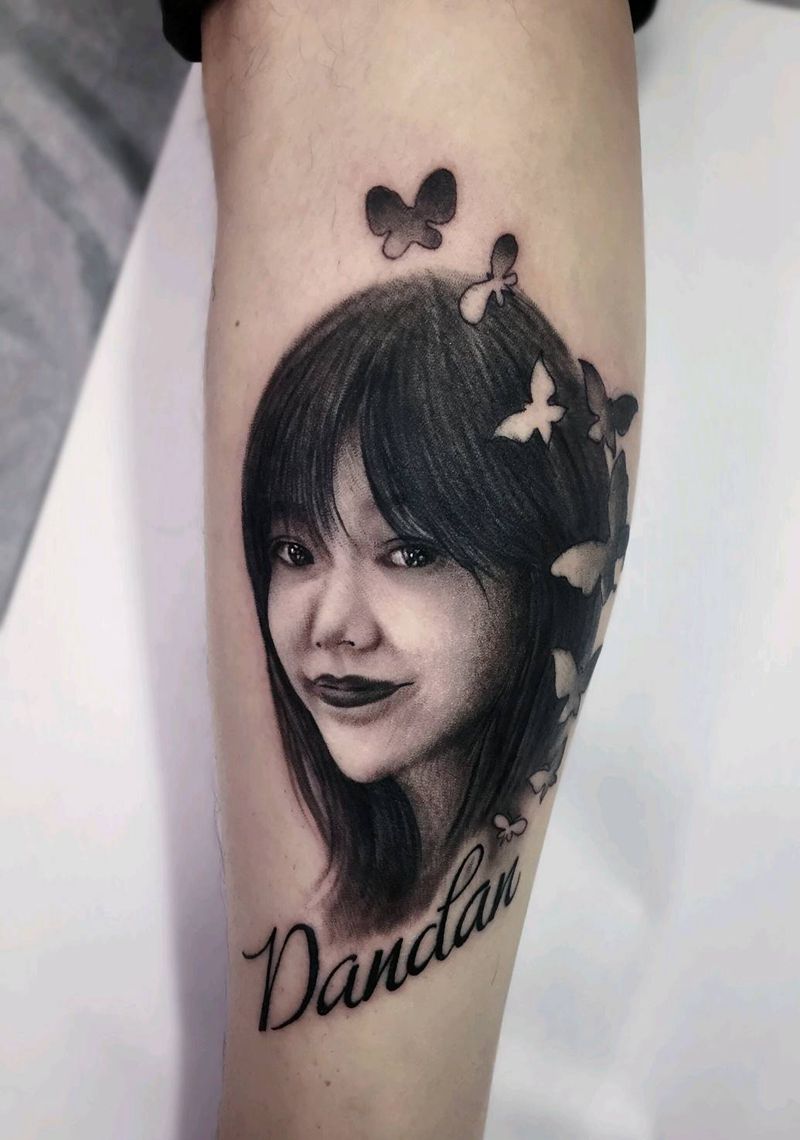 人物纹身  肖像纹身纹身图片_腿部欧美写实纹身图案