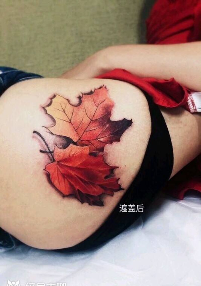 遮盖疤痕纹身纹身图片_臀部新传统纹身图案