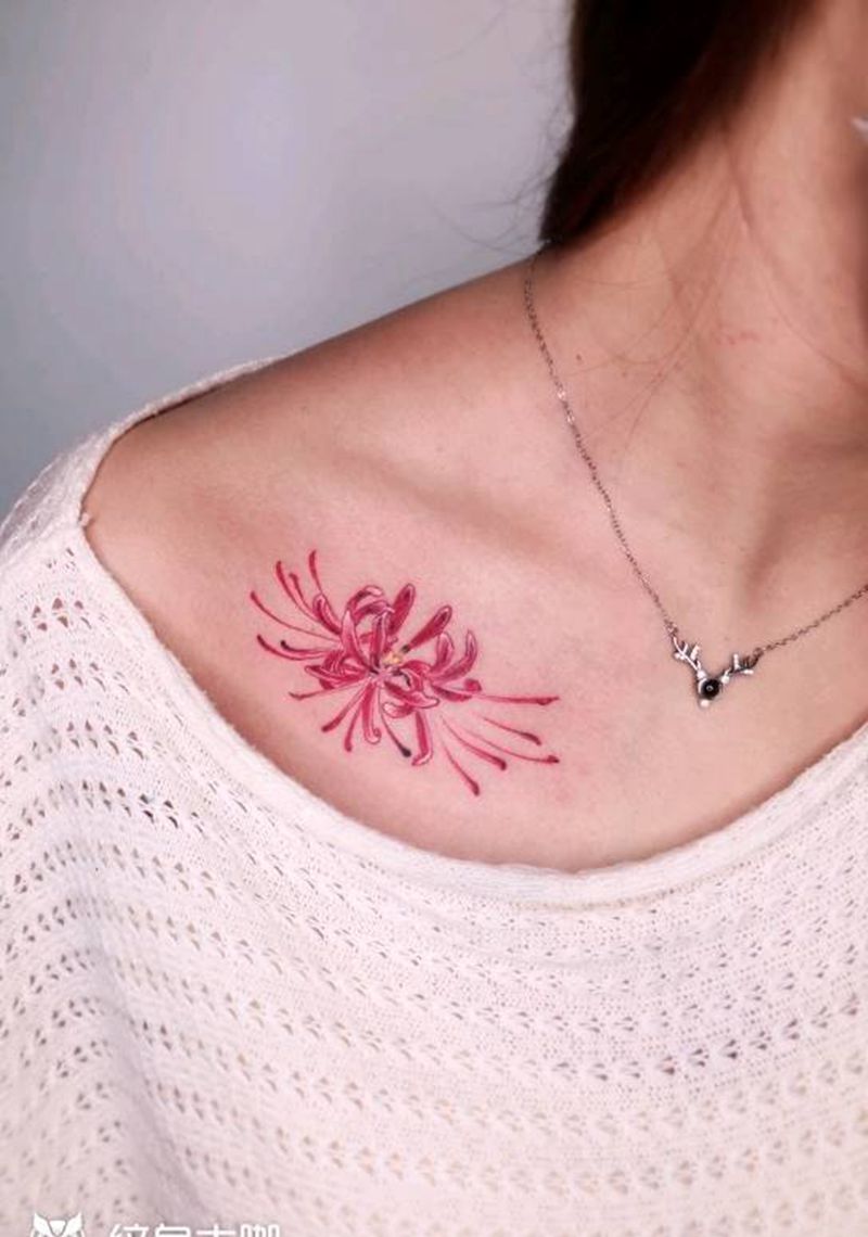 彼岸花纹身图片_肩部纹身图案