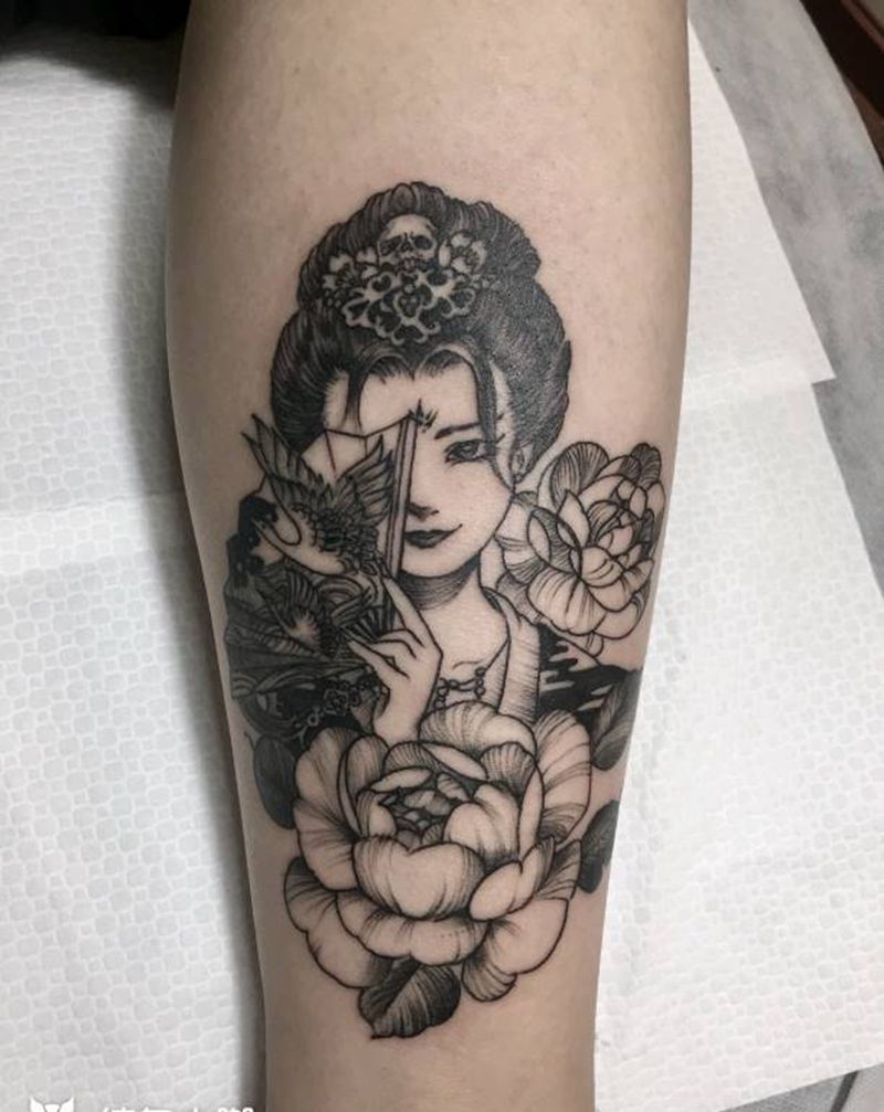 艺妓纹身纹身图片_手臂新传统纹身图案