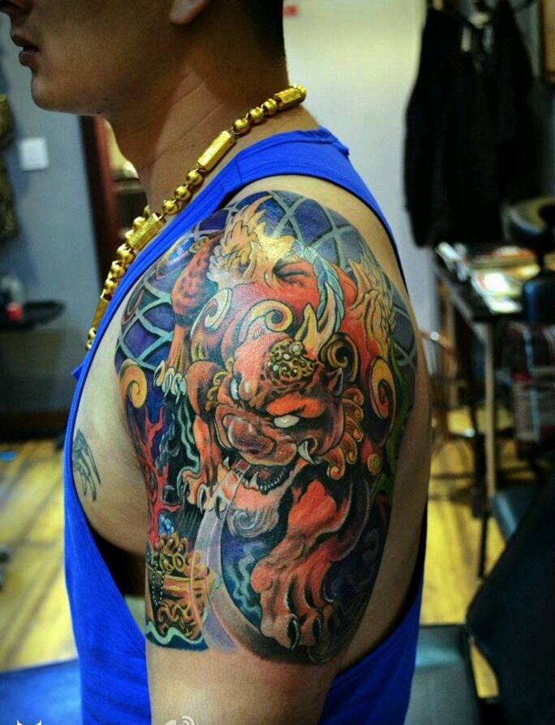 大臂纹身   貔貅纹身纹身图片