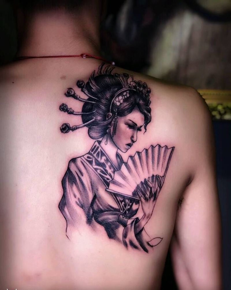肩部纹身   艺妓纹身纹身图片