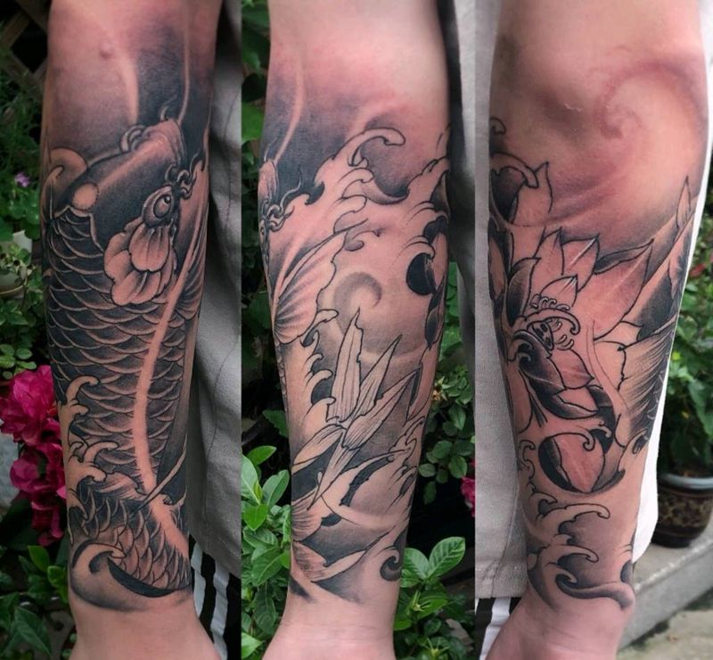 鲤鱼包小臂纹身纹身图片_手臂老传统纹身图案