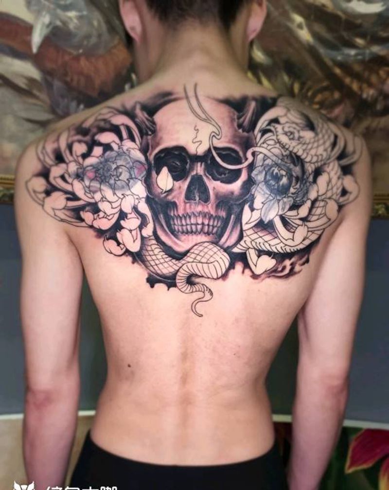 骷髅  未完成纹身图片