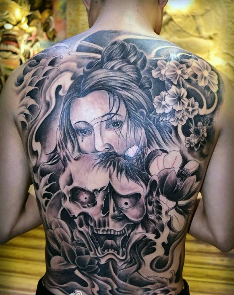 满背纹身   美女  般若纹身图片