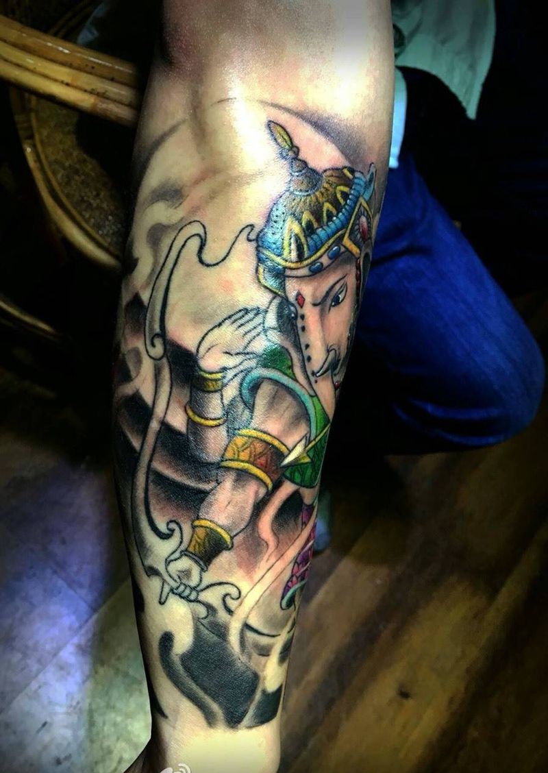 象神包小臂纹身图片