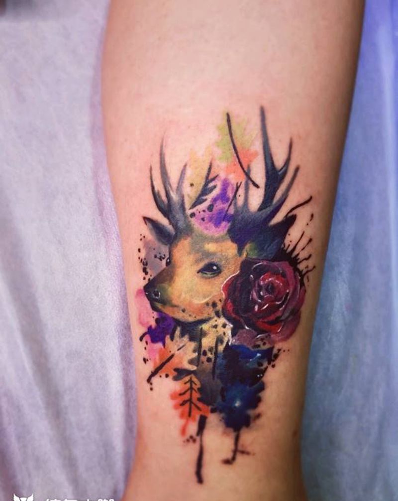 脚踝纹身   鹿纹身纹身图片