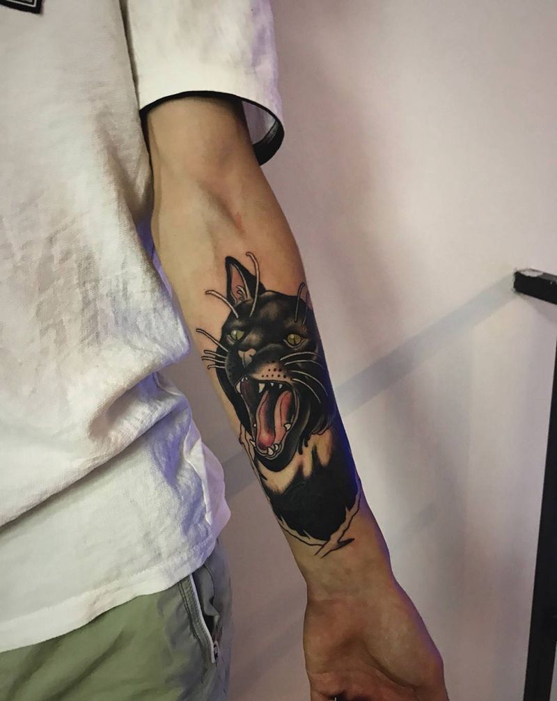 遮盖小臂纹身图片_成品手臂手部欧美遮盖动物纹身图案