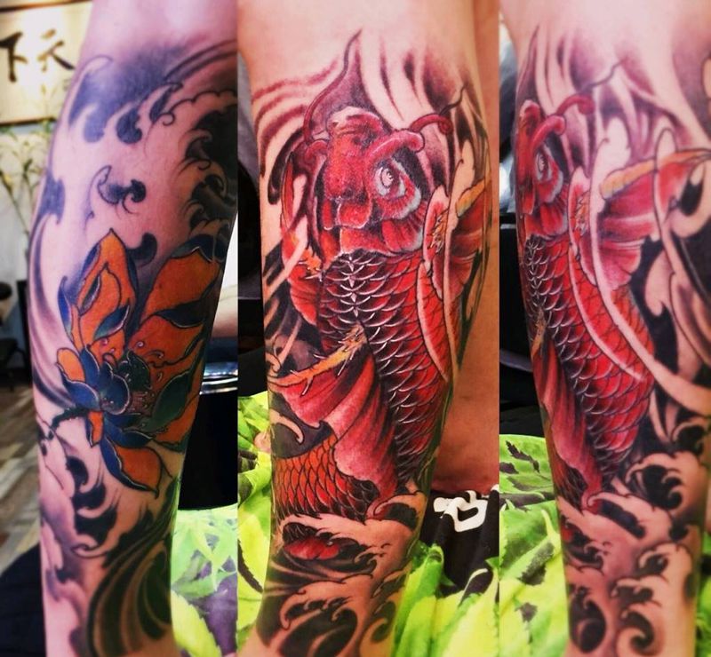 小腿纹身   鲤鱼纹身纹身图片