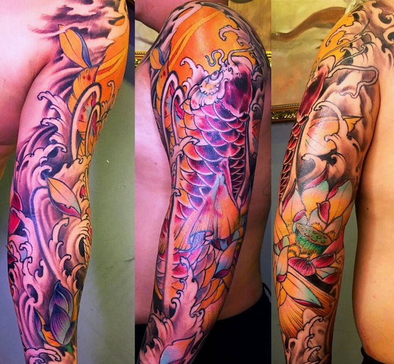 花臂纹身   鲤鱼纹身纹身图片