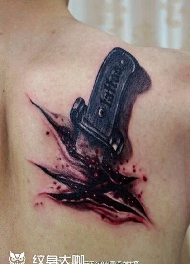 匕首纹身图片