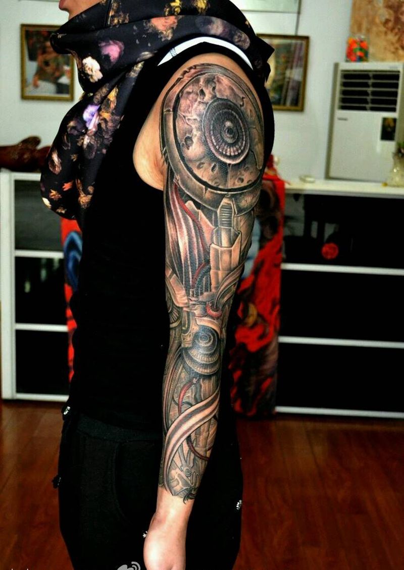 花臂纹身 机械臂纹身图片