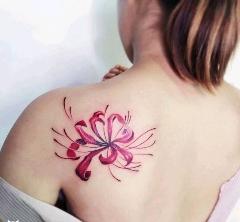 彼岸花纹身纹身图片_肩部纹身图案