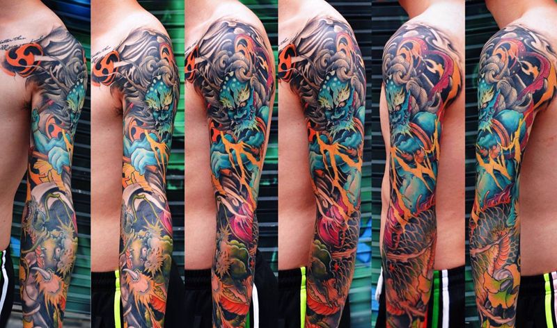 花臂纹身  雷神花臂纹身图片