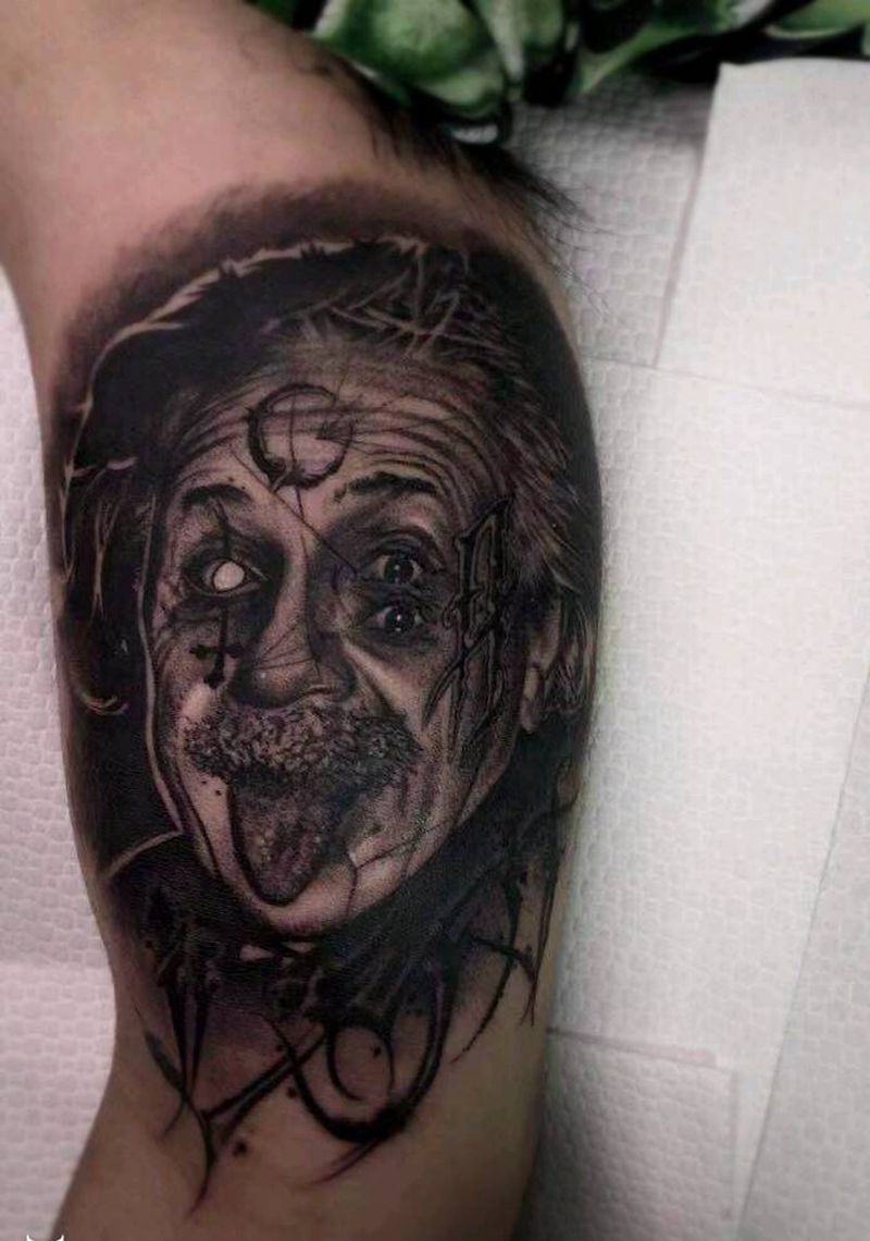 爱因斯坦纹身图片_手臂欧美写实纹身图案