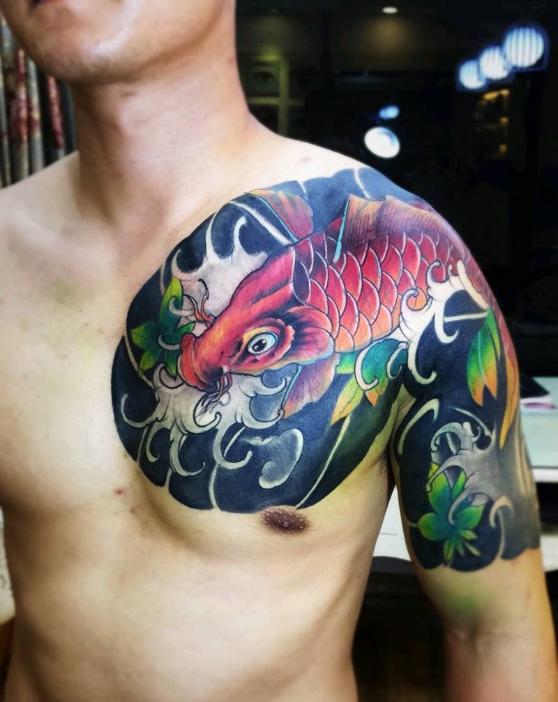 半甲鲤鱼纹身纹身图片