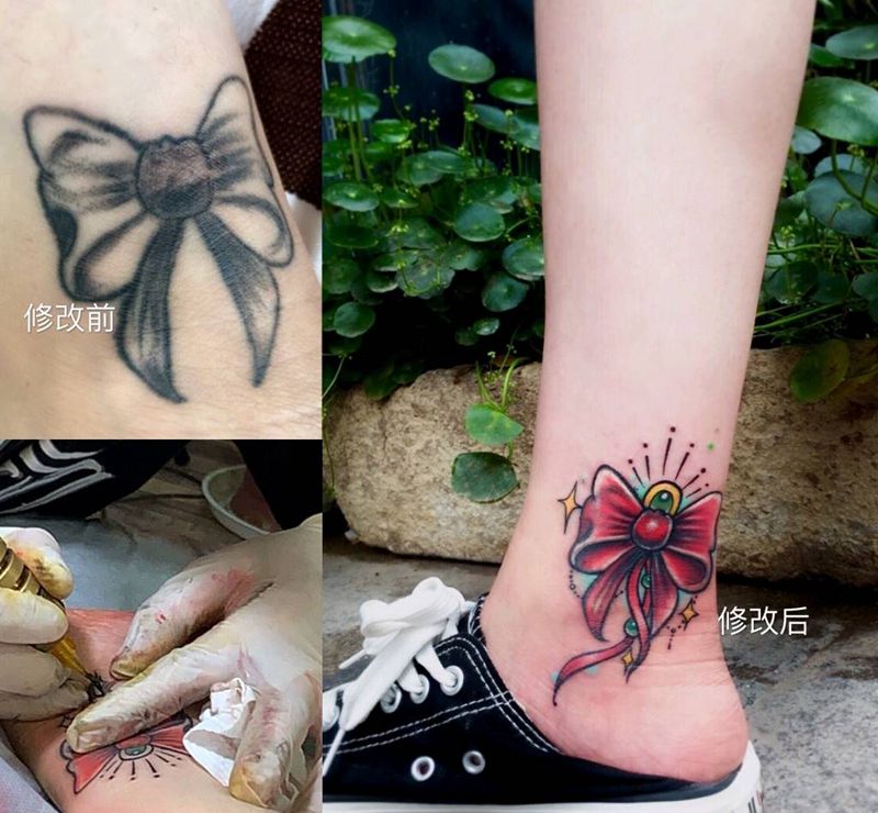 修改纹身  蝴蝶结纹身图片_腿部纹身图案