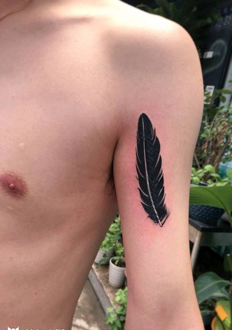 羽毛纹身纹身图片_手臂纹身图案