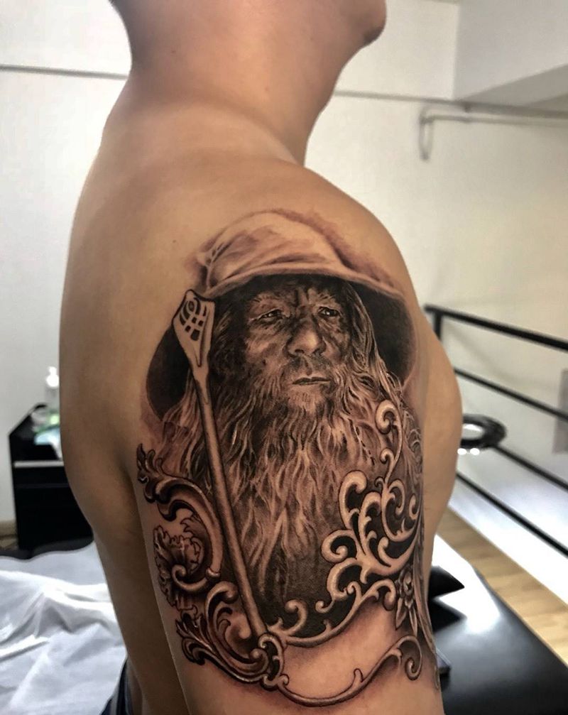 甘道夫纹身图片_成品欧美肖像原创静物人物宗教图腾纹身图案