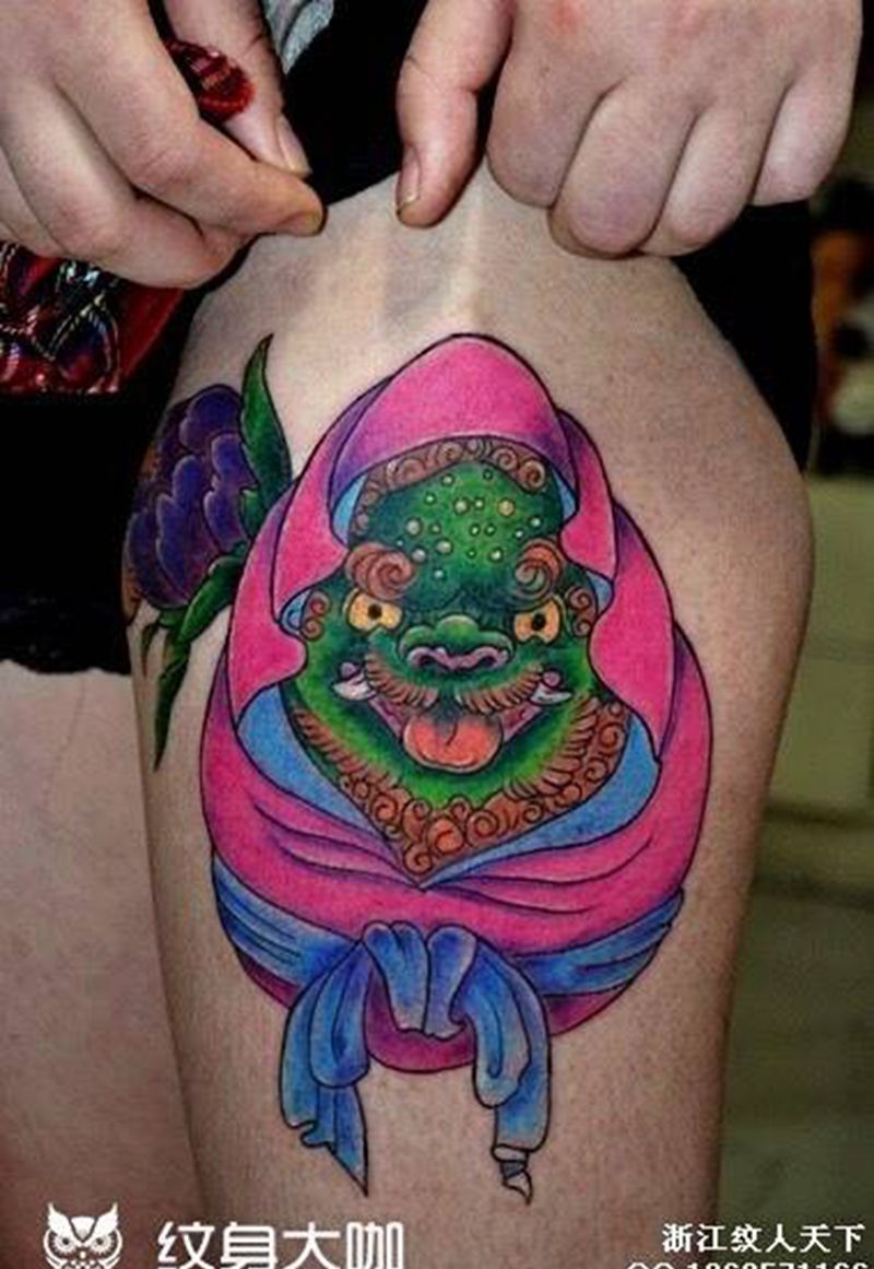 唐狮子纹身图片