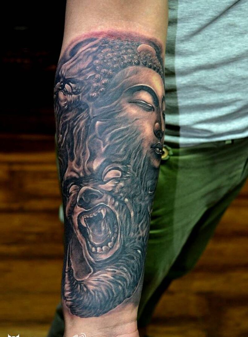 小臂纹身   鬼头纹身图片