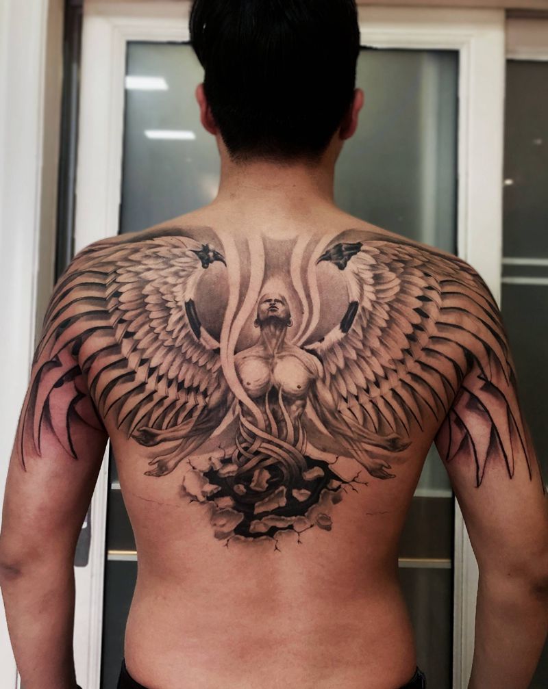 原创设计 《守护》纹身图片_手臂背部新传统欧美写实纹身图案