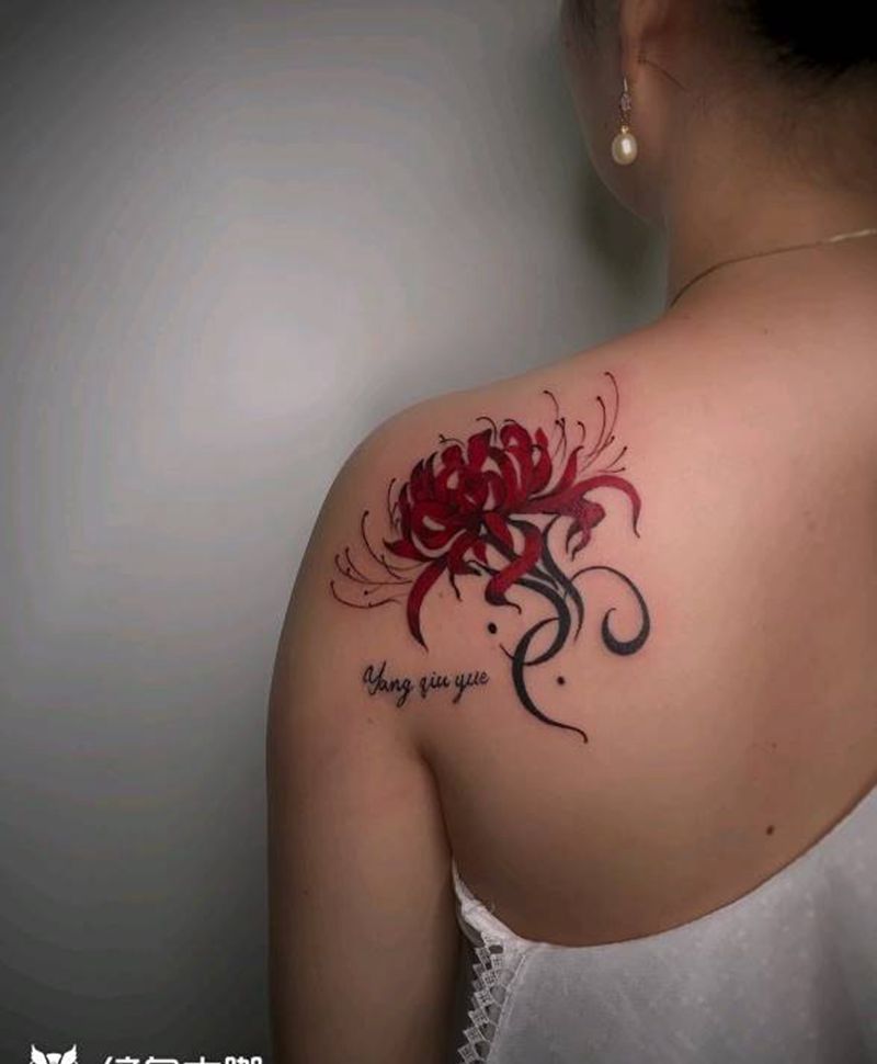 彼岸花纹身图片_背部纹身图案