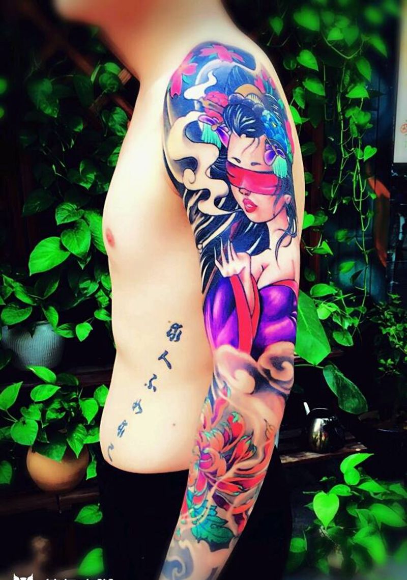 花臂纹身   艺妓纹身纹身图片